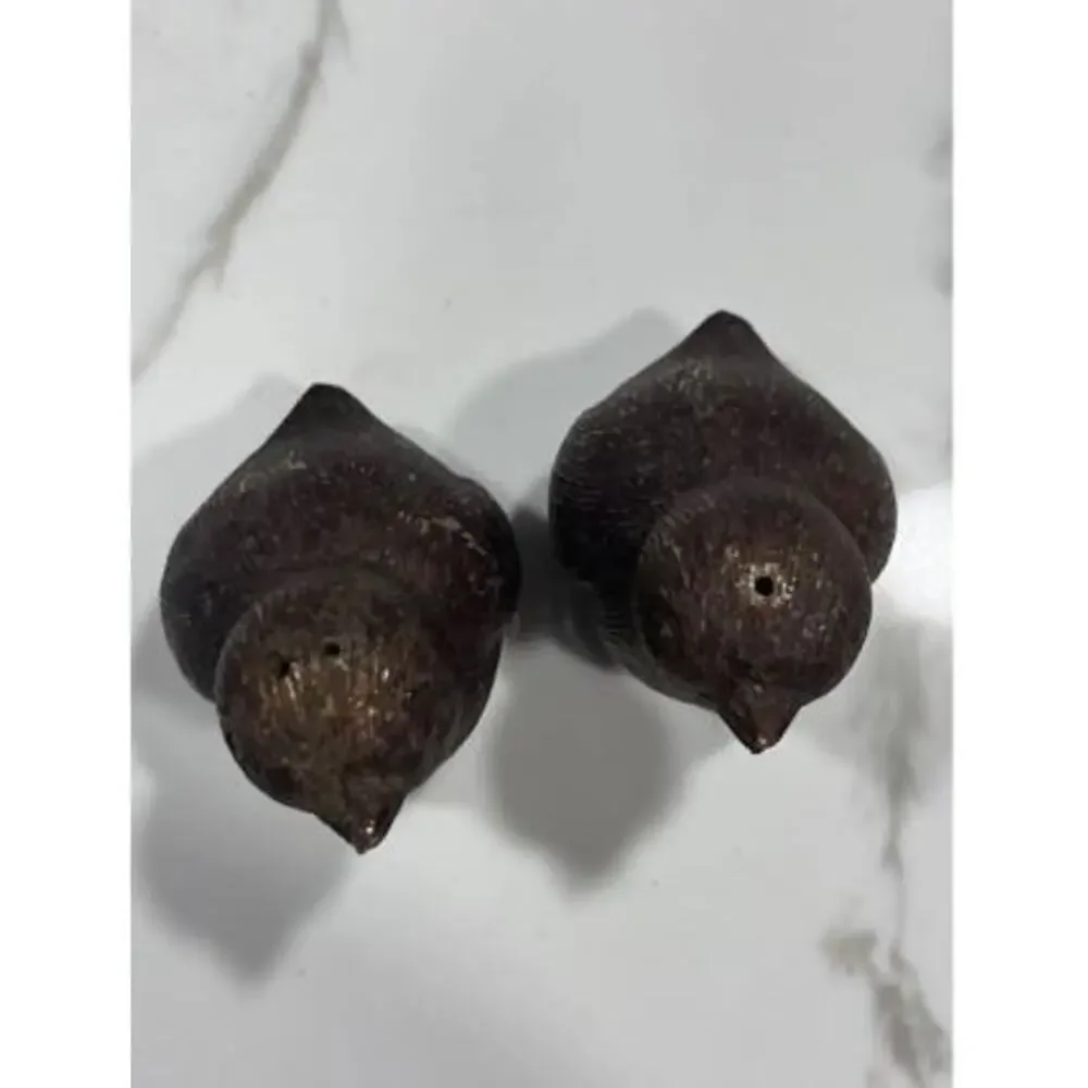 HTF Vintage Salt & Pepper Shakers Silver Plated Birds in‎ a Nest Brass Chicks